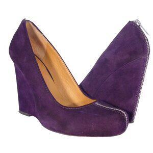 MICHAEL KORS Purple Suede 4" Wedge Zipper Heels 8M